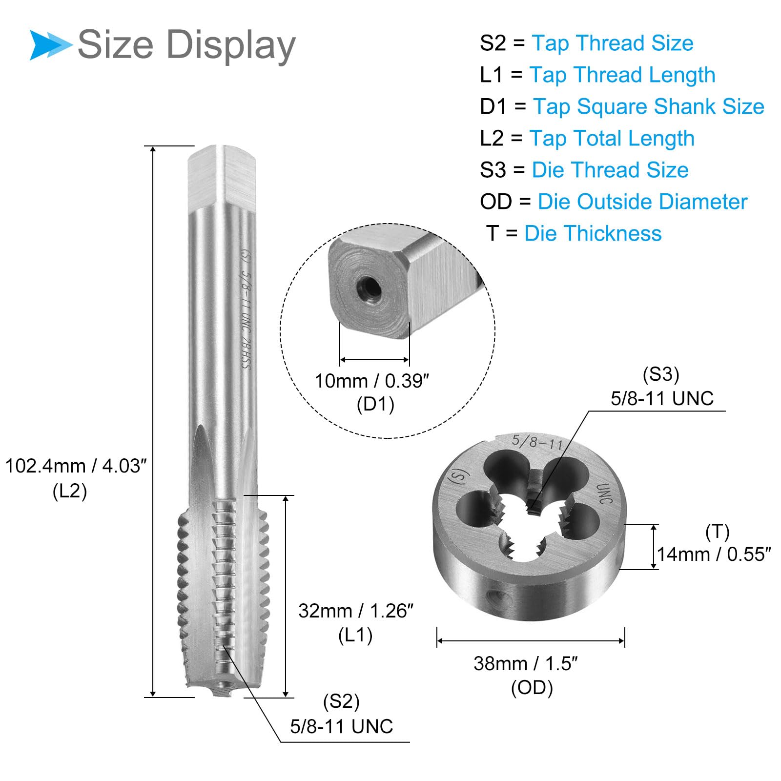 CoCud Tap and Die Stock Handle Set, 5/8-11 UNC Die & Fit 26mm-38mm OD / M12-M16 Die - Image 3