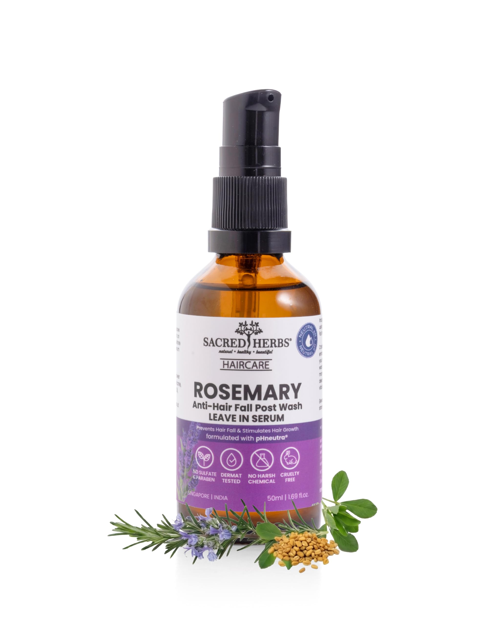 Sacred Herbs Rosemary Anti Hair Fall Shampoo with Rosemary & Methi Dana for Reducing Hair Loss & Breakage - 180ml | Up To 92% Stronger Hair*| Up To 89% Less Hair Fall* | For Men And Women (Serum)-picture-56