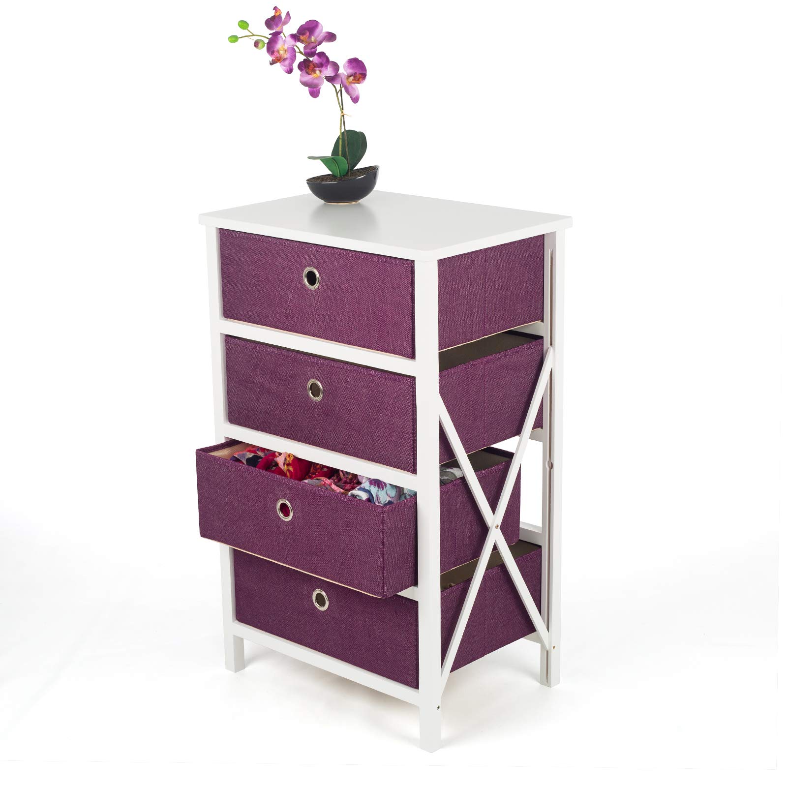 Armoire de Rangement Basse 2 Portes Blanc et Beige, Armoire de