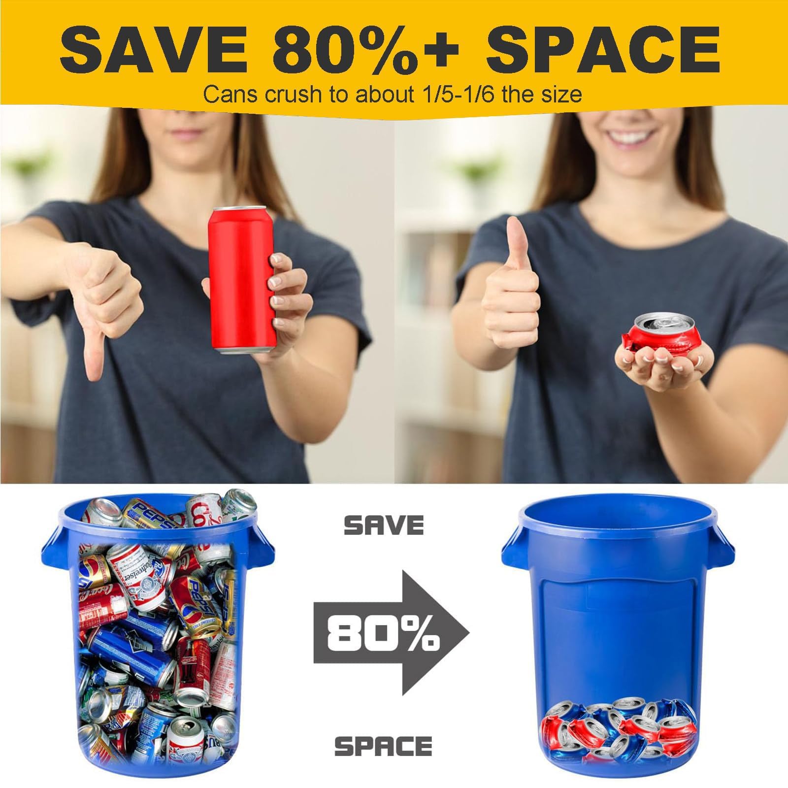 Schiaccia Lattine Elettrico - Compatta 8 Lattine Alla Volta, Per Riciclo Alluminio, Da Banco O Parete - Foto 8