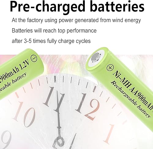 Miniatura 8 de Baterías recargables NiMH AA de 900 mAh de 1.2 V, paquete de 12 baterías recargables dobles A para luces solares, luces de cadena de luces de