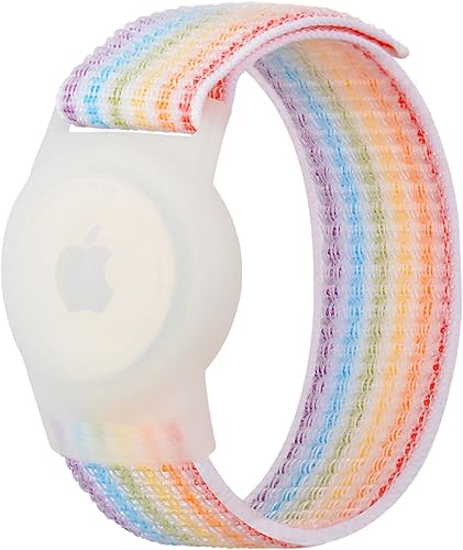kuoleopa Pulsera para niños compatible con Apple AirTag, funda protectora para Air Tag GPS Tracker con pulsera de nailon, correa de reloj ajustable