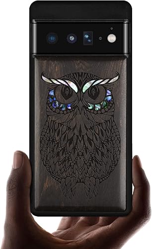 Carveit Funda de madera de diseño para Google Pixel 6 Pro grabado de madera e incrustaciones de carcasa Funda de madera única compatible con
