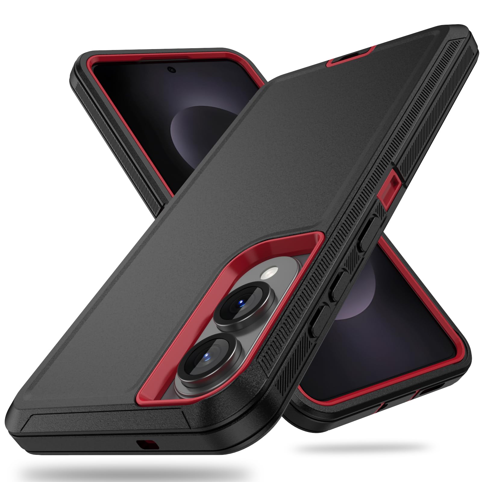 Case for Samsung Galaxy S25 Edge 2025, Dual-Layer Military-Grade Shockproof Cover for Galaxy S25 Edge, Dustproof Port Plugs Matte Rugged PC + Silicone