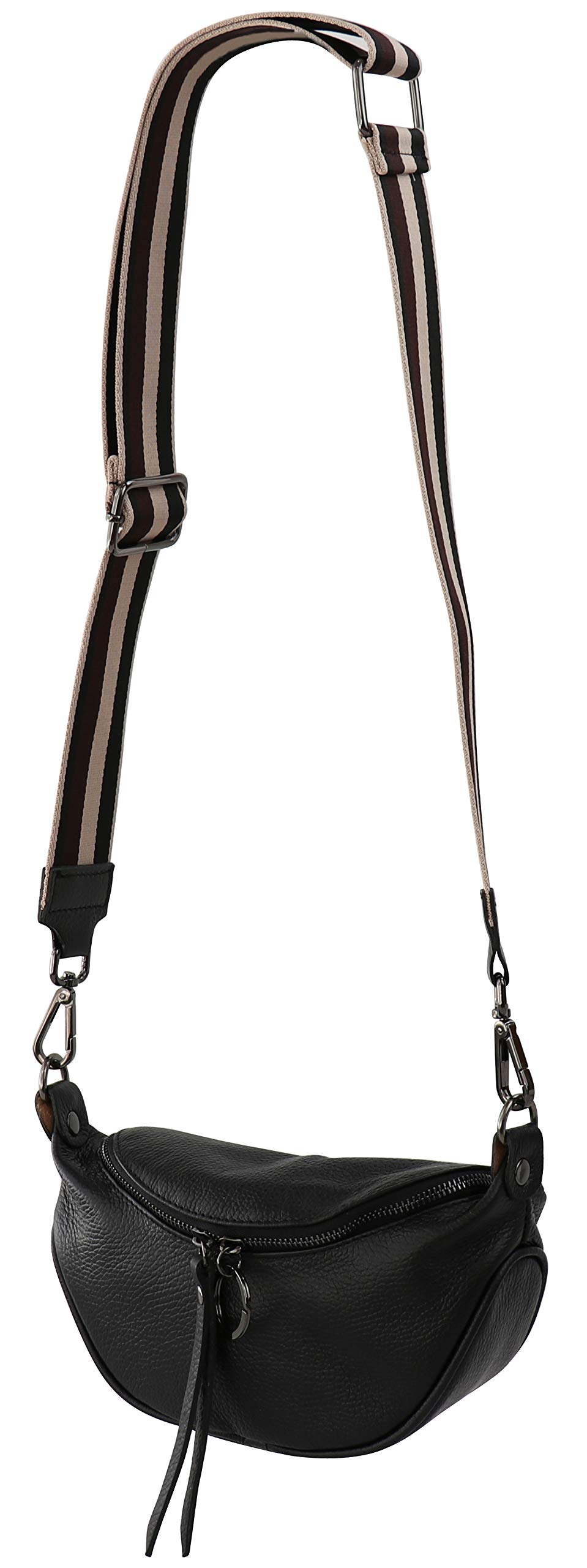 SH Leder echt Leder Damen Brusttasche für Festival Reise Kleine Hüfttasche Crossbody Frauen mit Stoff Taschengurt 25x13cm Ella G498