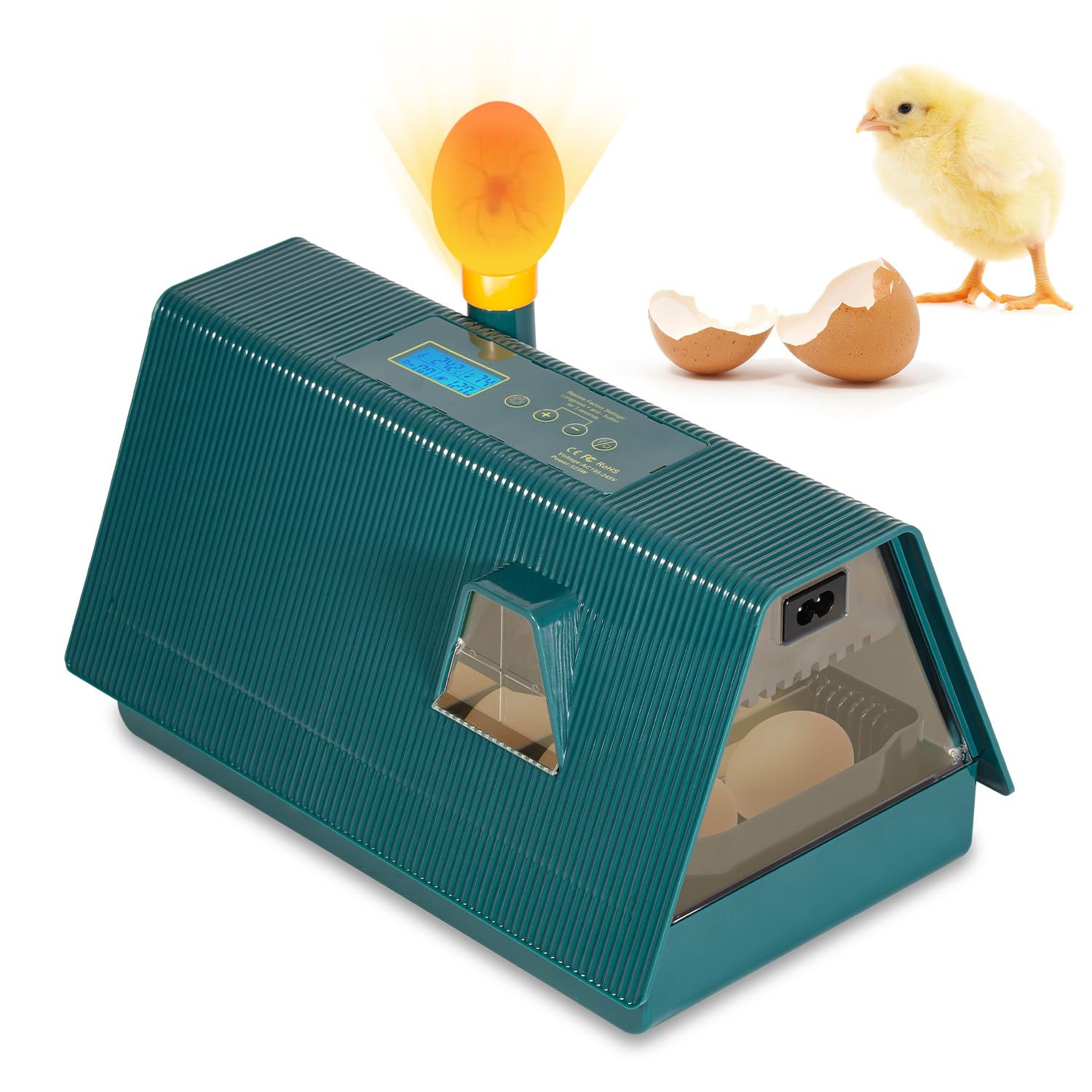 Vollautomatischer Brutautomat Für 10 Eier – Inkubator Mit Temperatur- Und Feuchtigkeitskontrolle, Eierwendeautomatik Und LED-Eierlampe