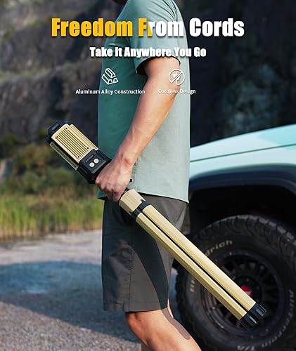 Miniatura 6 de Luz de trabajo LED  Luz de trabajo recargable de 5000 lúmenes con soporte trípode de 67 pulgadas, luz mecánica con diseño plegable de rotación de