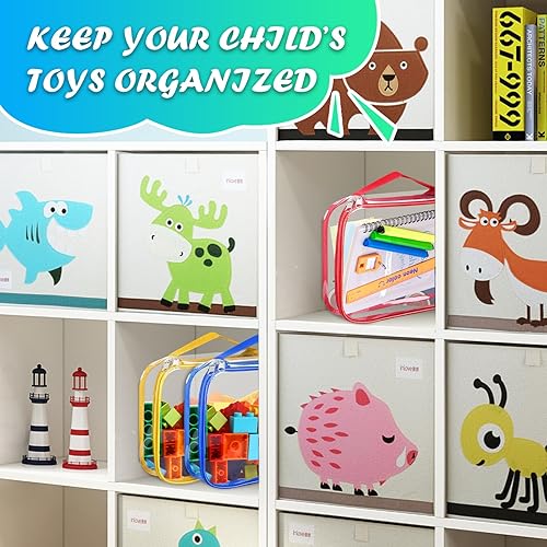 Miniatura 5 de Paquete de 8 bolsas de almacenamiento de juguetes con cremallera, bolsas organizadoras de PVC transparente, organizador de almacenamiento de