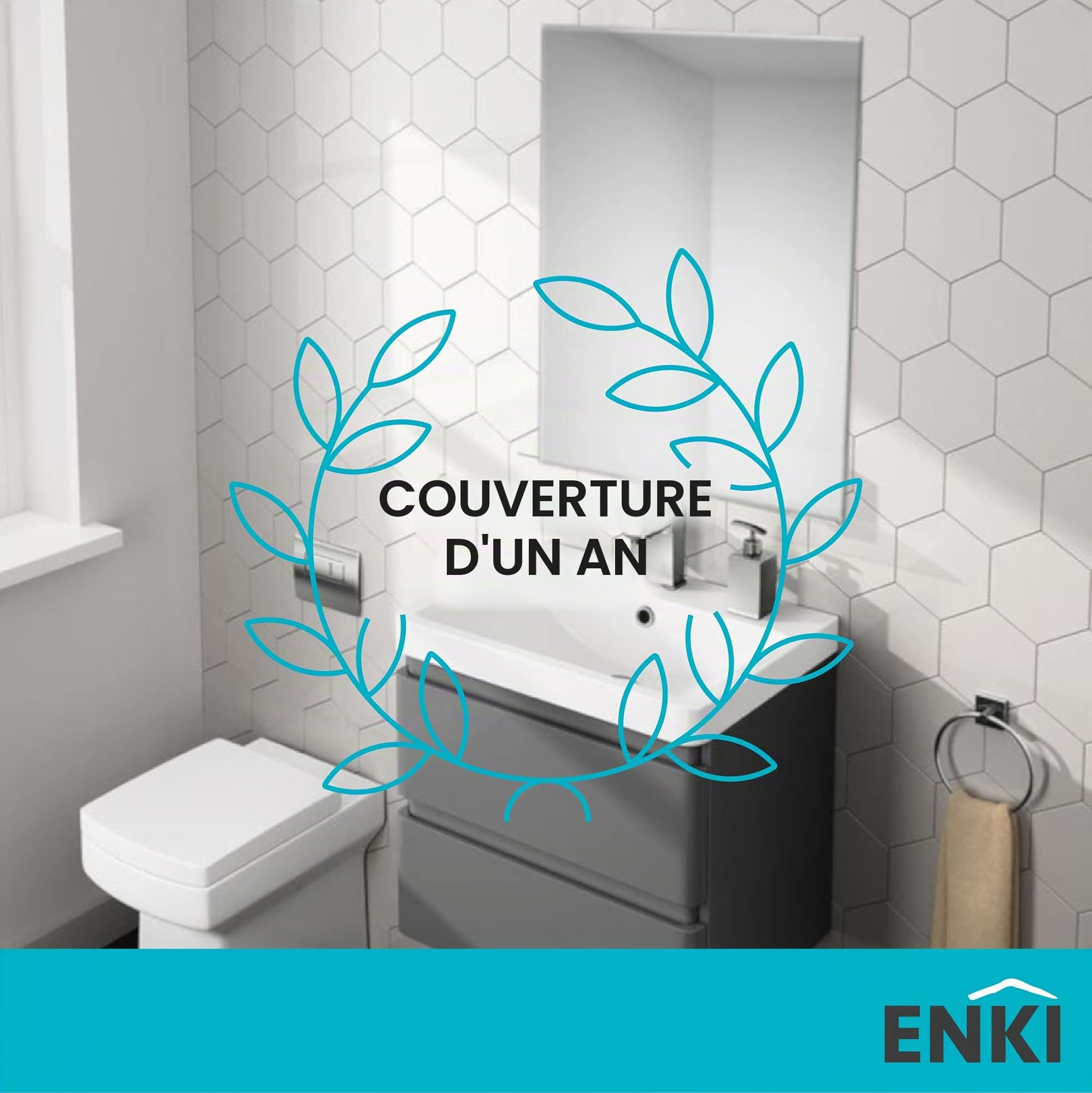 ENKI, Horizon BM033 Miroir rectangulaire avec Coins arrondis 400 x 600 mm
