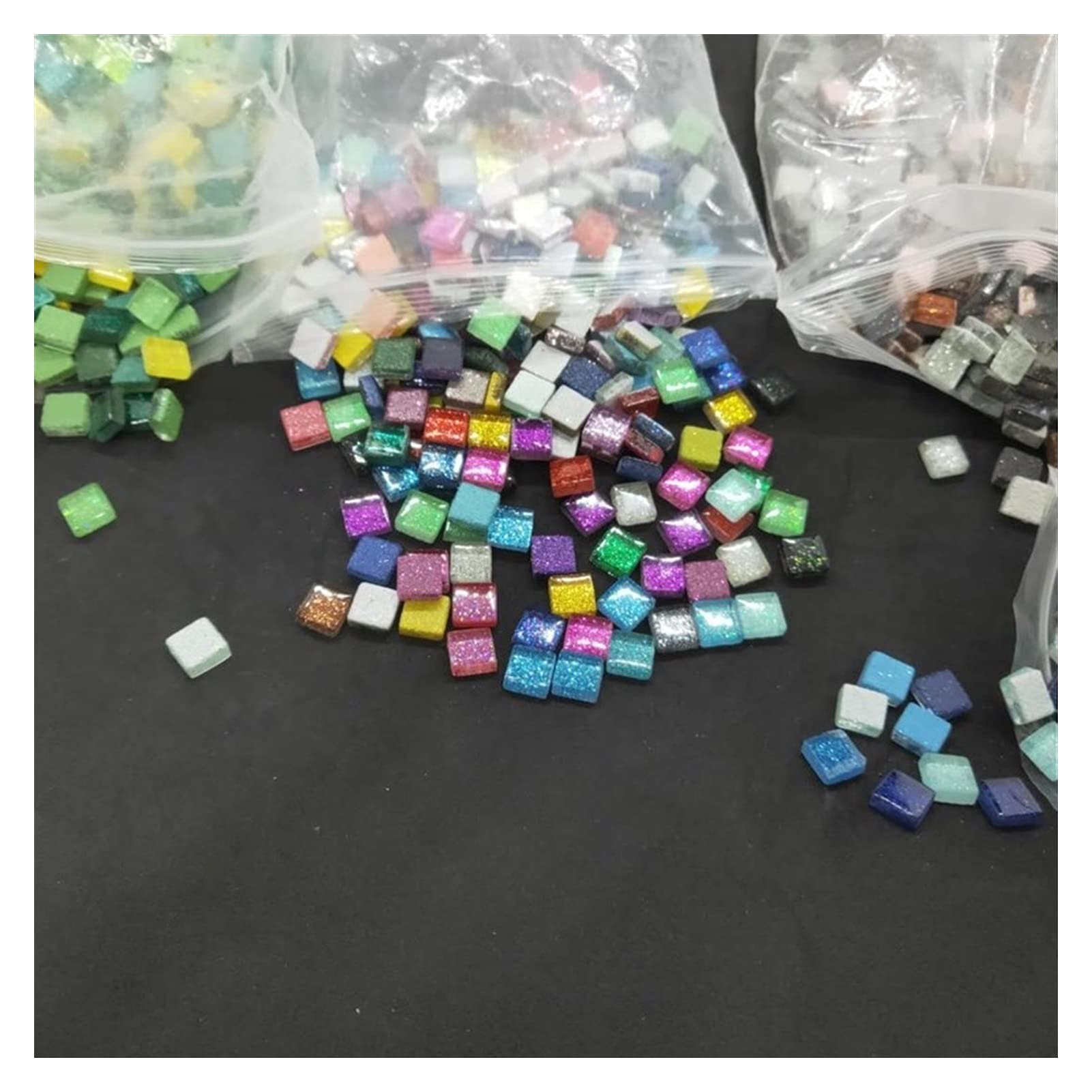 Mosaicos Manualidades, Teselas Para Mosaicos Azulejos de mosaico de cristal de Glitter de 600 g de piedra cuadrada y de forma colorida de forma colorida BRICOLAJE Mosaico haciendo niños materiales art