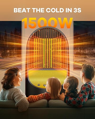 Miniatura 2 de Calentador de espacio, calentadores eléctricos portátiles pequeños de 1500 W para uso en interiores, calentador de cerámica PTC para oficina con