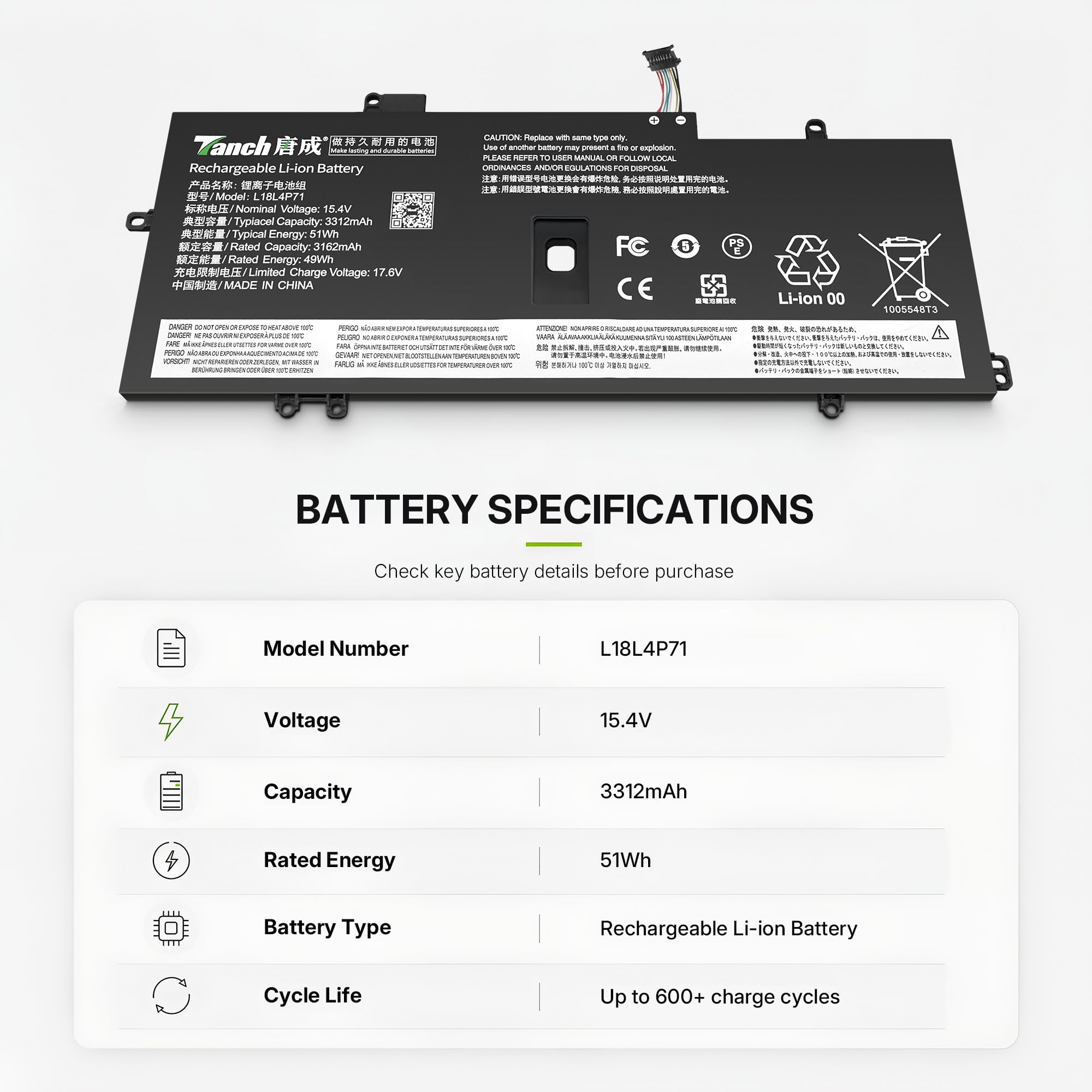 Amazon.com: Tanch L18L4P71 Laptop Battery for Thinkpad X1 Carbon