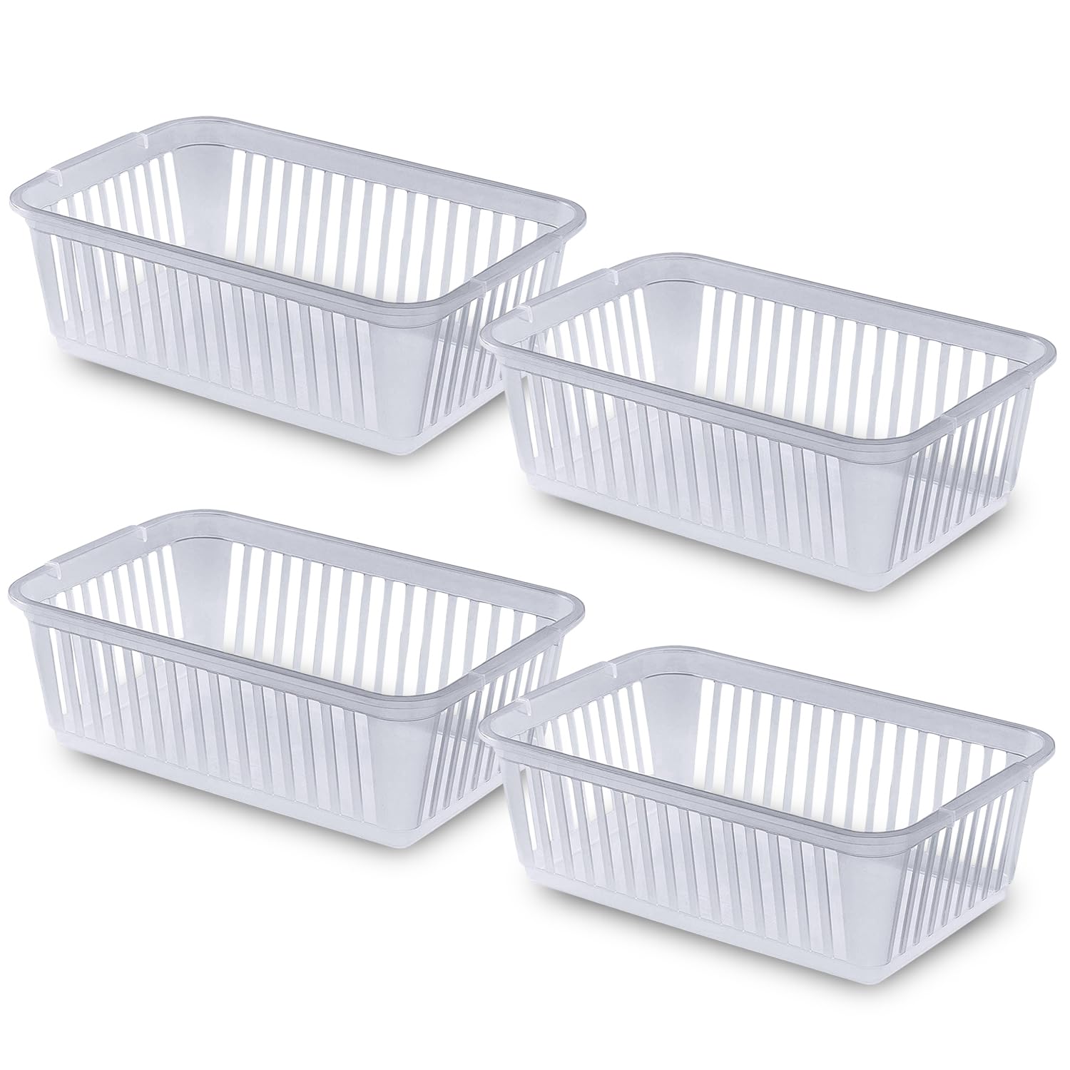 25cm Little Plastic Handy Baskets for kitchen Mini Size Storage Basket (Clear, Pack of 4)