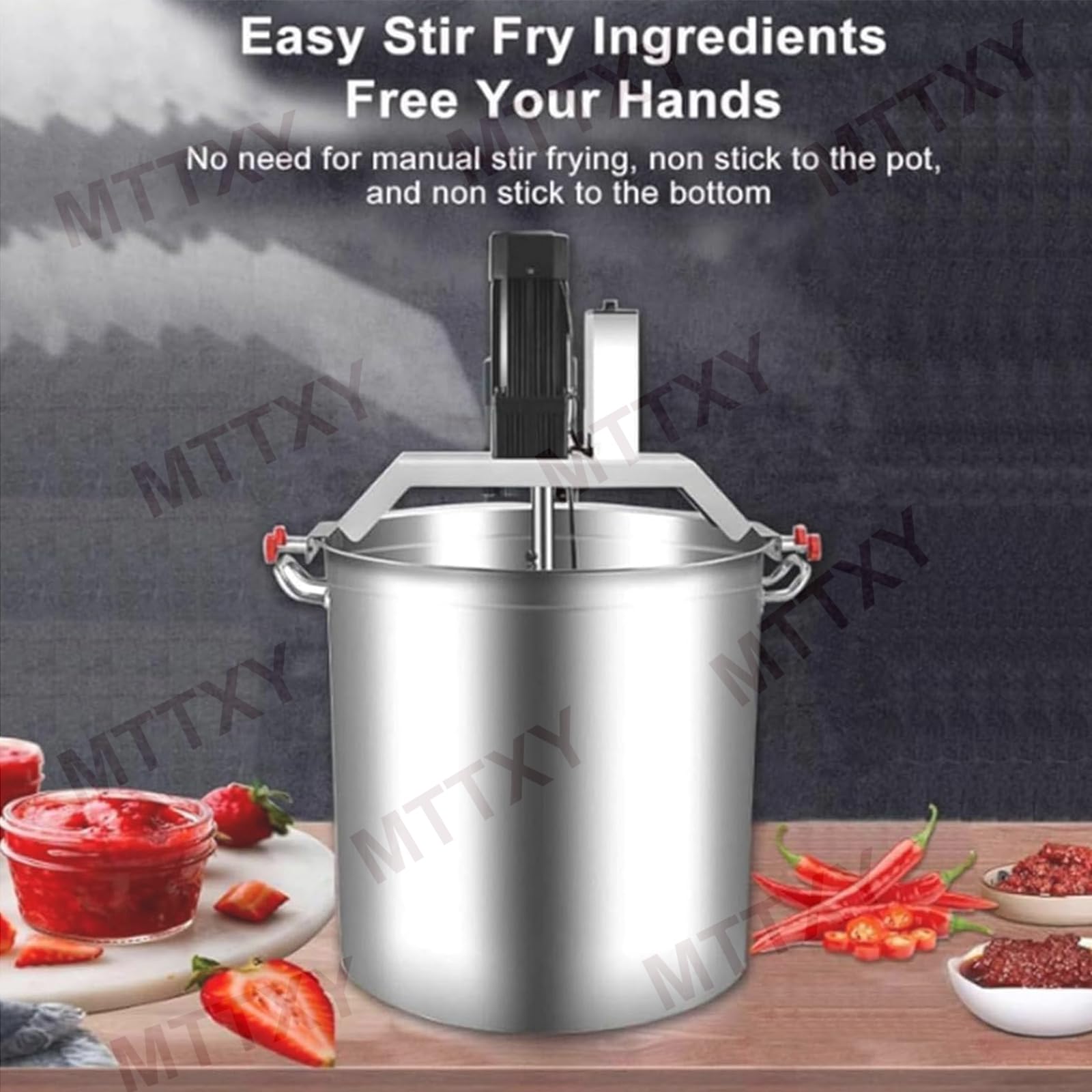 Mezcladora automática de alimentos (20L/25L/40L) Agitador de salsas y máquina de cocción con función de temporizador, Agitador para bases de sopa y condimentos de Hot Pot,25L