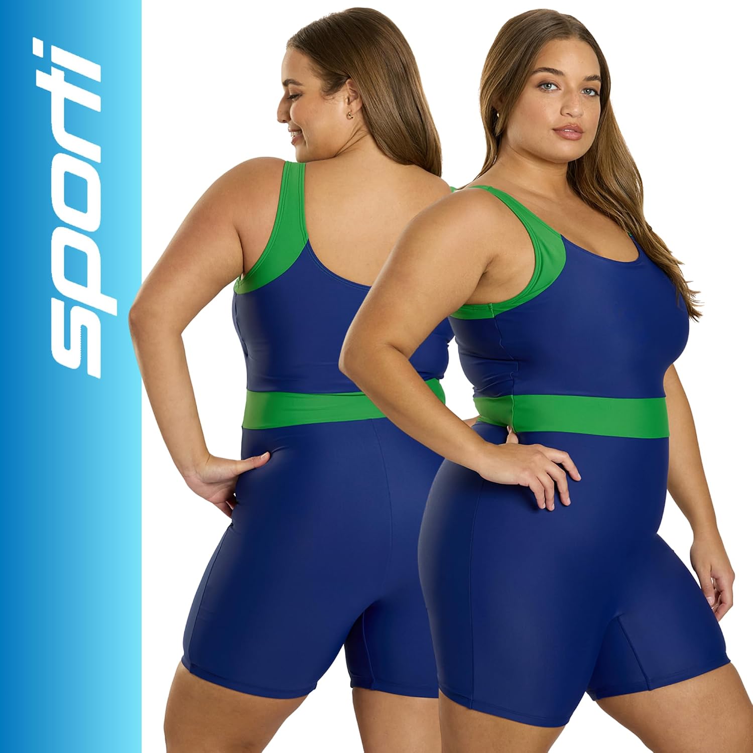 Sporti Moderate Women's Plus Size One Piece Swimsuits - Printed Bathing Suit Tummy Control - Sweetheart Neckline Swimwears