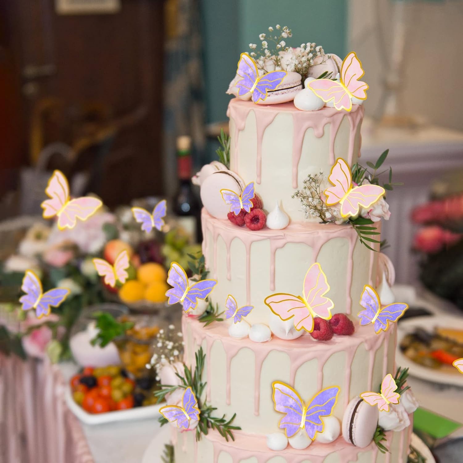 22-Piece Butterfly Cake Topper Set – Includes Happy Birthday Acrylic & Metal Toppers – For Birthdays, Weddings, Baby Showers (Purple & Pink) - View #11