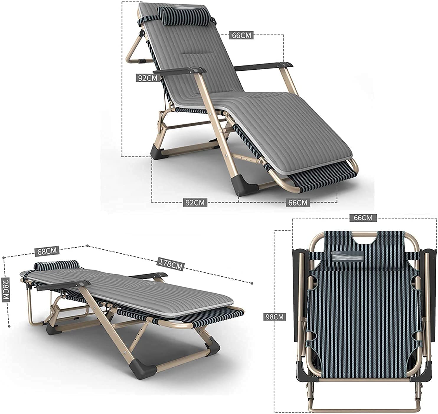 MU Chaise Longue, Fauteuil Inclinable de Jardin, Fauteuil de Gravité Zéro Prolongé, Camping Utilisé Dans Le Jardin, Terrasse Extérieure, Jardin Terrasse Chaise de Plage
