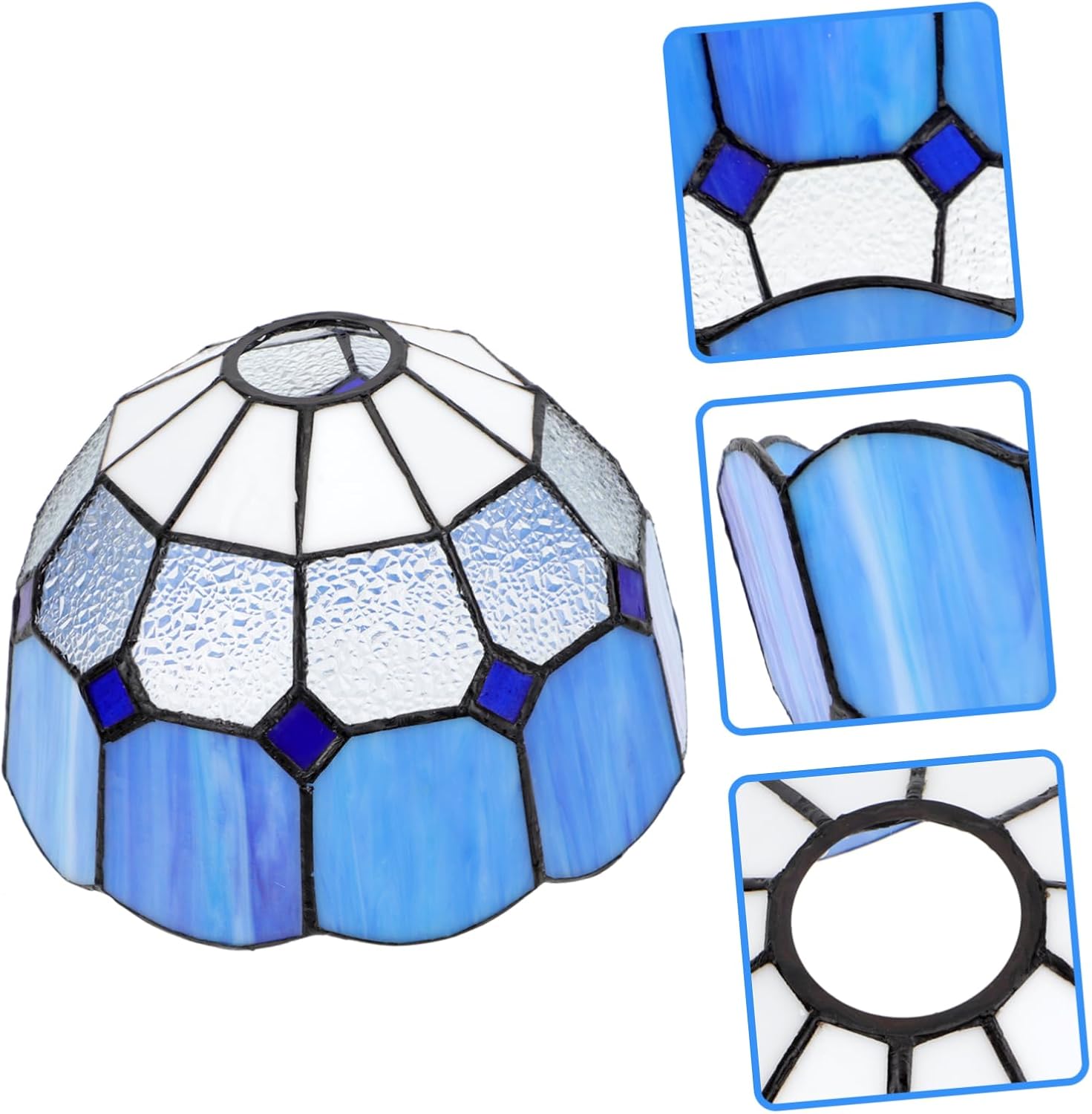 DOITOOL Glass Lampshade Colorful Decor Ceiling Light Cover Chandelier Decoration Stained Glass Shades Decorative Lampshade Bedside Table Lamp Cover Light Protector Light Accessory Dome