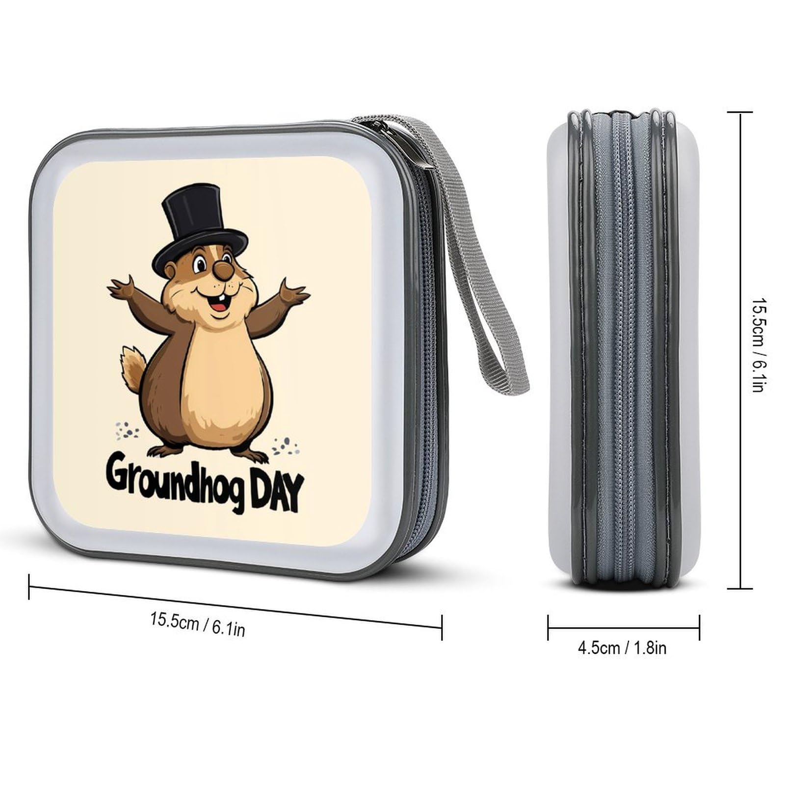 Happy Groundhog Day CD Case Portable DVD Holder Storage Organizer for Home Travel