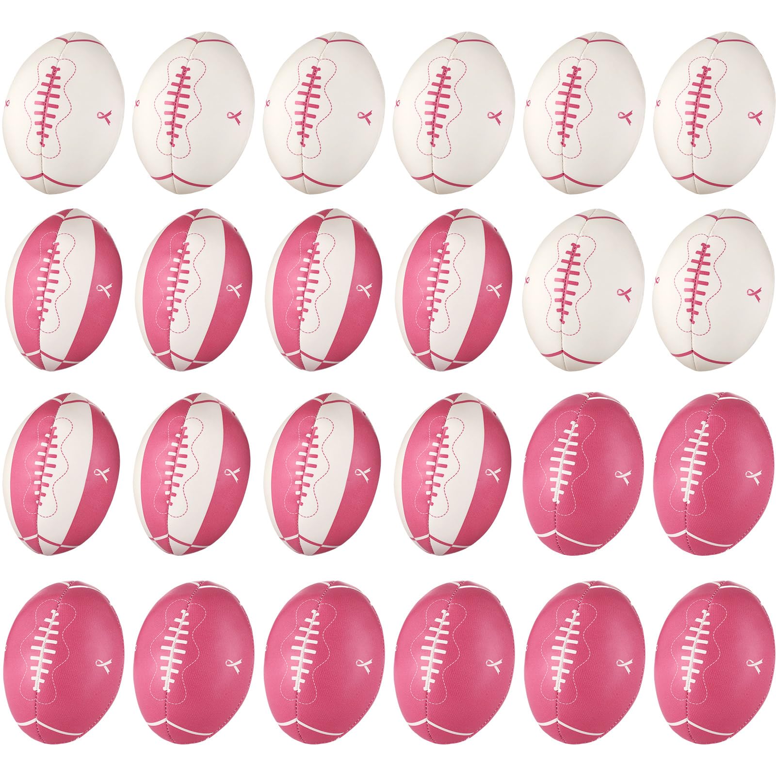 Liliful 24 Pcs Breast Cancer Awareness Footballs Pink Ribbon Stress Balls for Breast Awareness Gifts Football Party Favors Stress Relief Supplies for Women Men