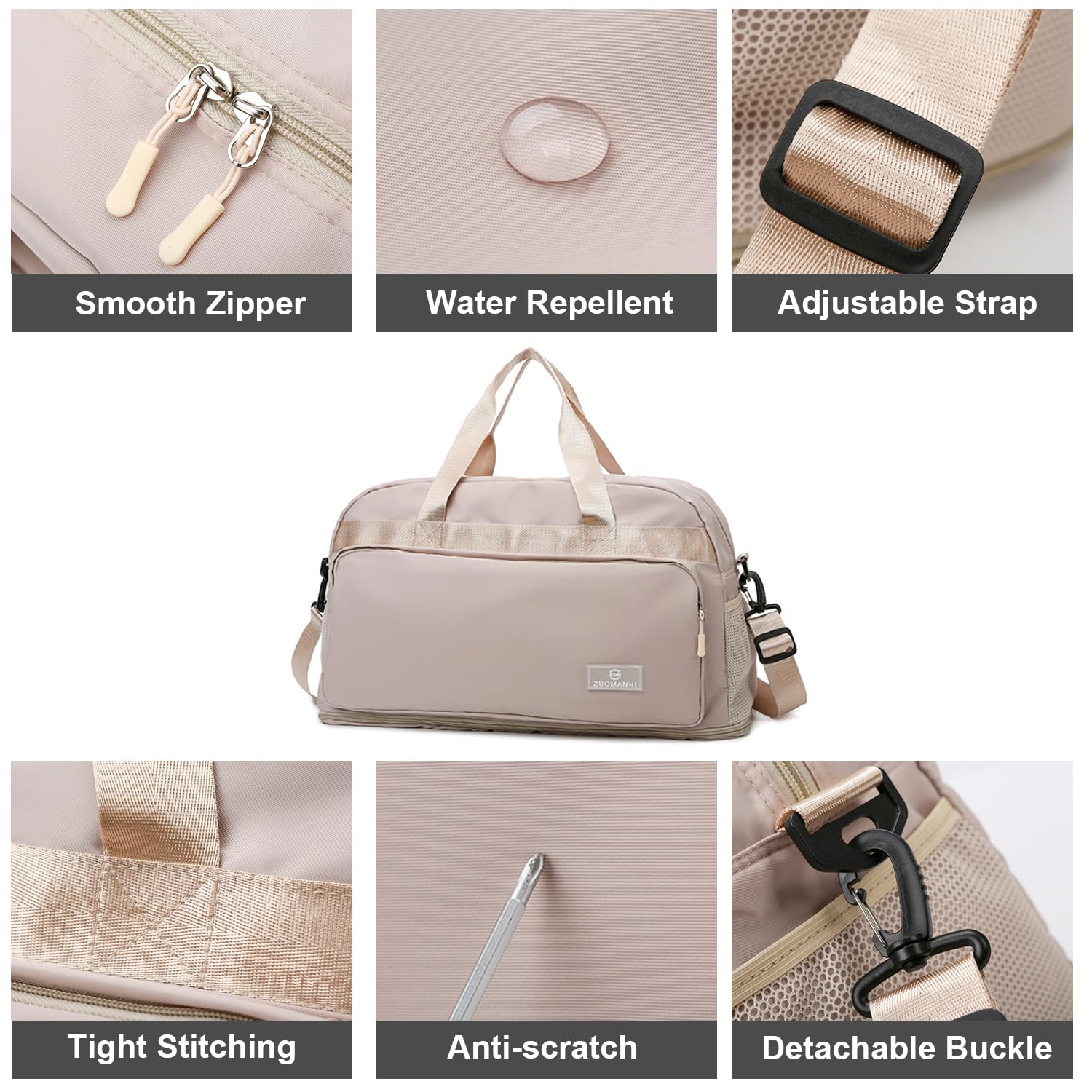 Bolsa de Gimnasio Deporte Mujer Grande, Expandible 37,7 L a 50,7 L, con Bolsillo Húmedo, Bolsa de Viaje Deportiva de Fin de Semana con Correas, Bolso Weekend Equipaje de Mano Ligera — view 4