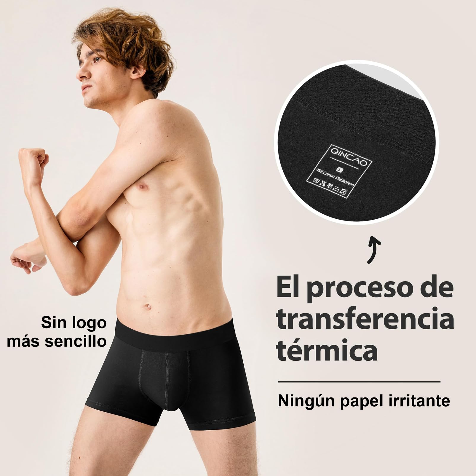 QINCAO Calzoncillos Hombre Boxer, Pack de 6 Unidades, Algodón Cómodo, Buen Ajuste y Diseño Sencillo sin Logo