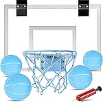 ropoda Mini Basketball Hoop - Glow in The Dark, Over The Door Basketball Hoop Indoor, Indoor Basketball Hoop Backboards for Teens and Adults, Mini Hoop for Kids with 4 Balls and Pump(Blue)