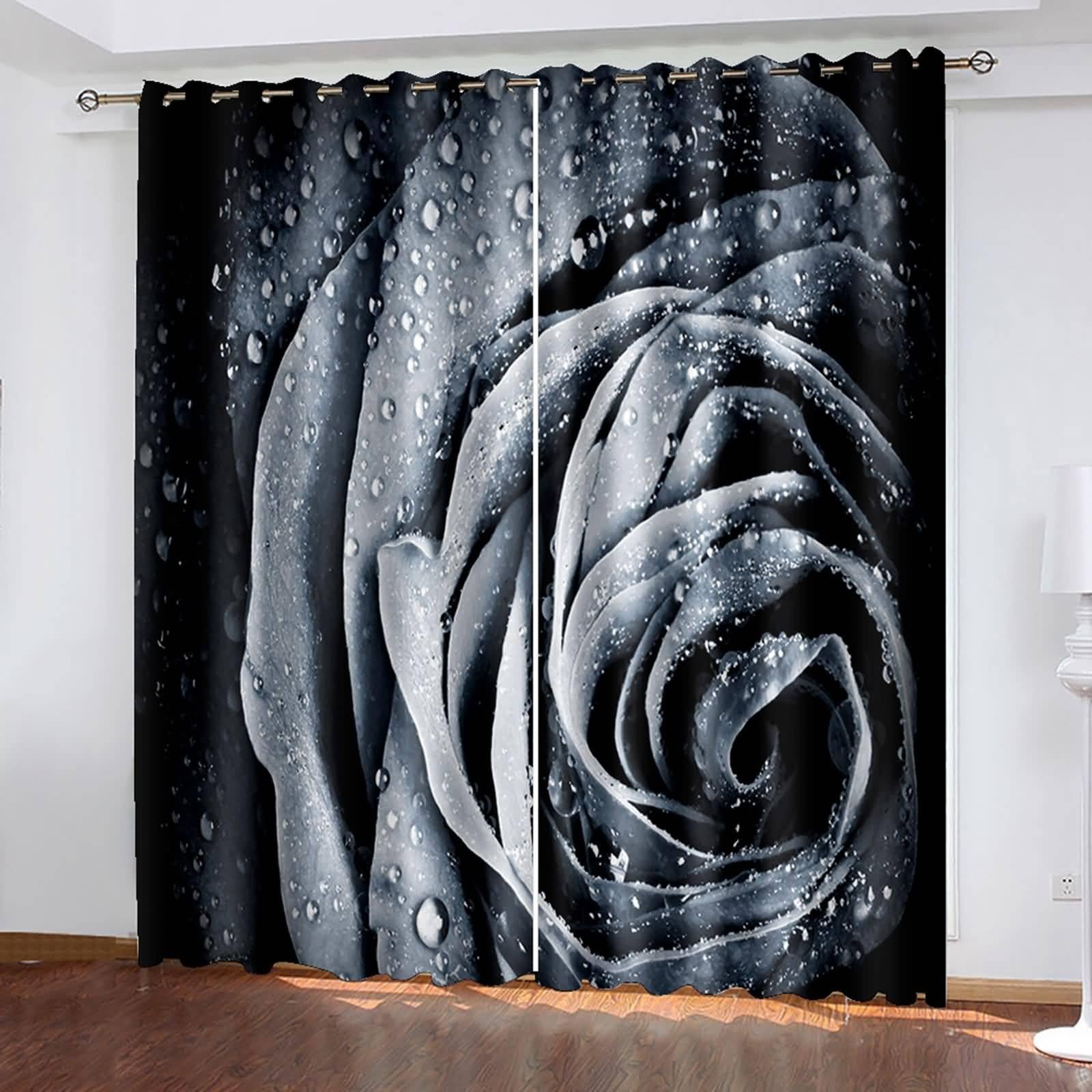 Rideau fenêtre chambre rose avec des gouttes d'eau pour adoucir votre décoration