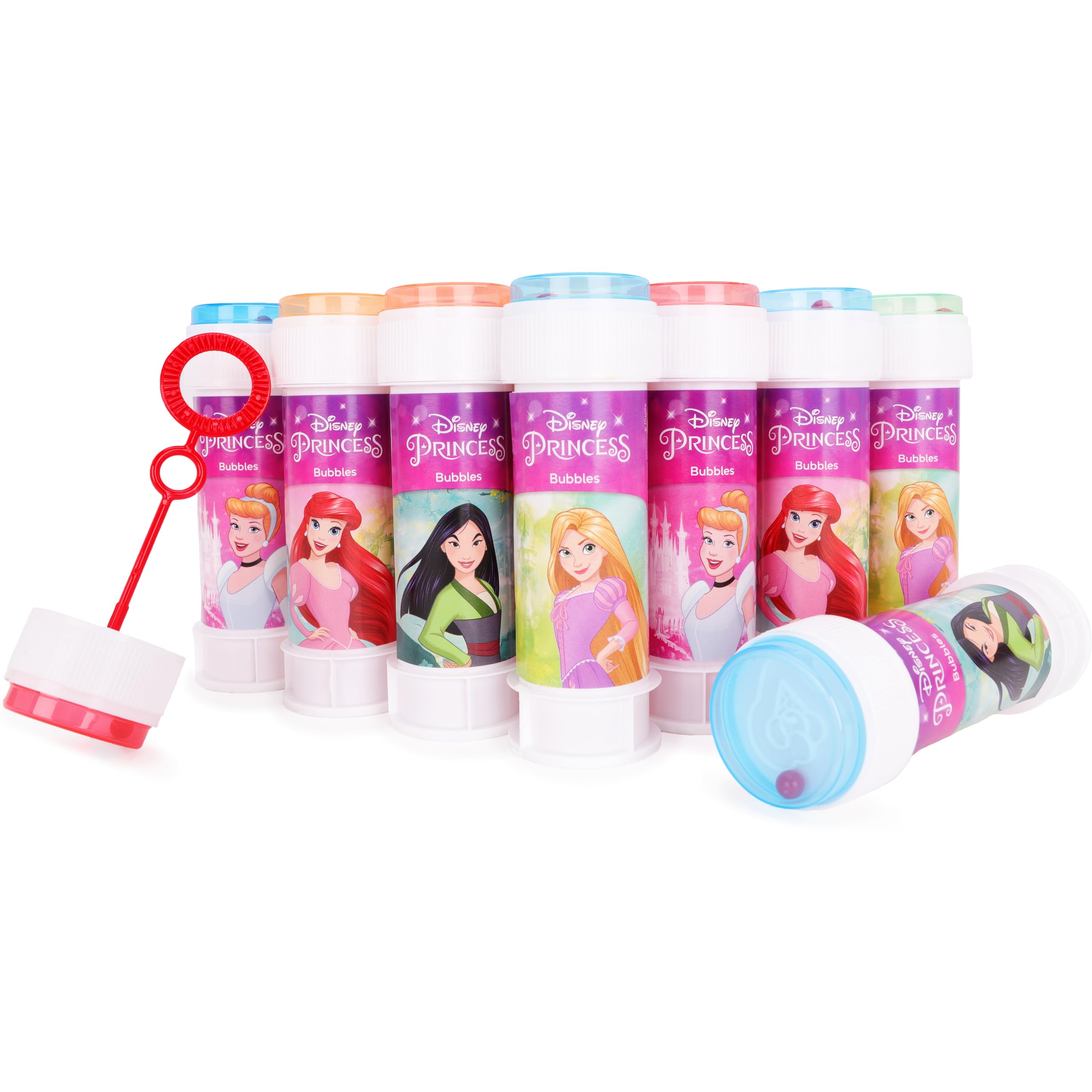Toyland® Pack of 12 Princess Bubbles With Wands, 60ml Solution & Novelty Maze Lid - Pocket Money & Party Bag Toys