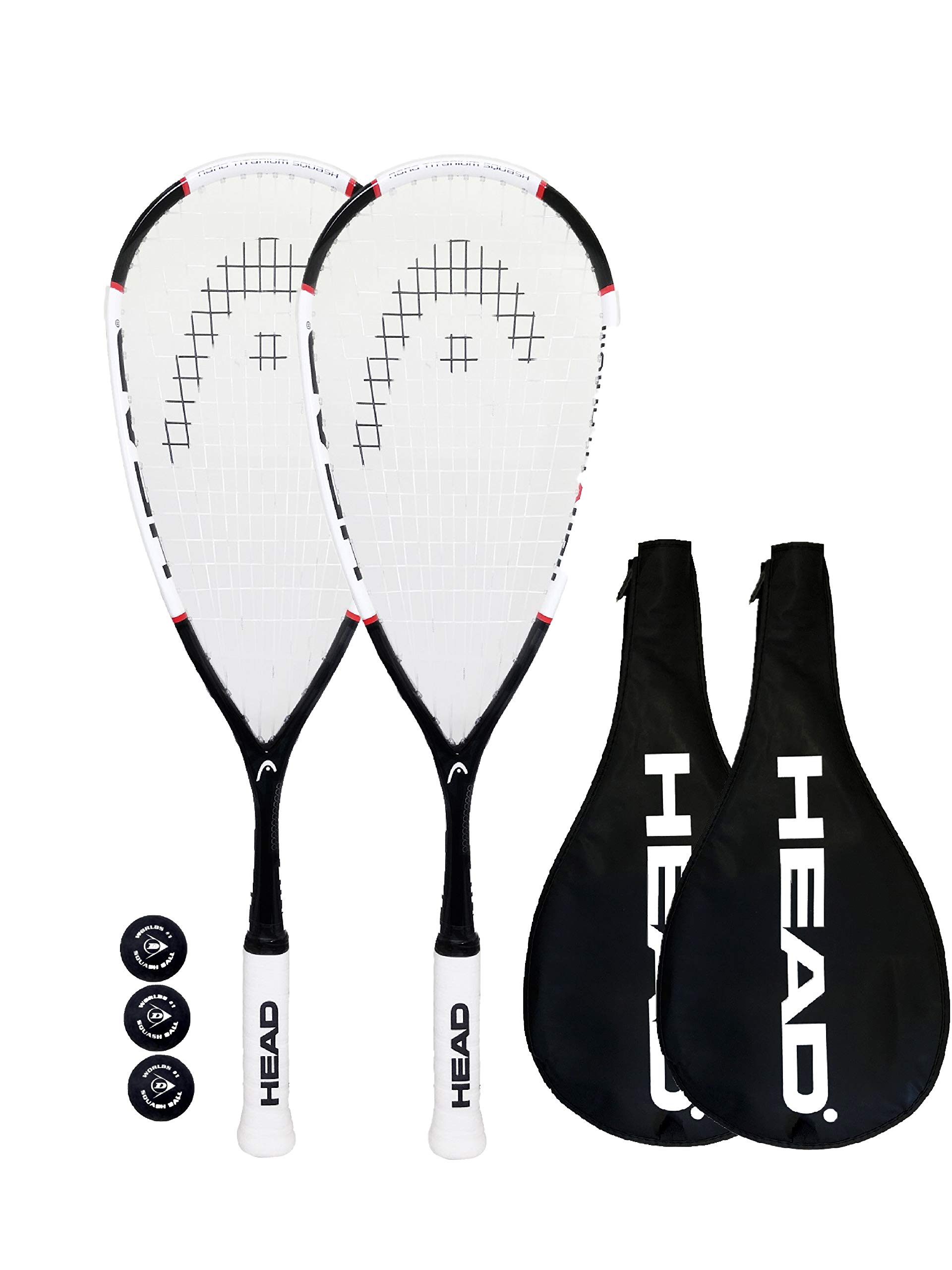 HEAD Nano Ti 115 Squash Racket Twin Set, includes Protective Covers & 3 Squash Balls