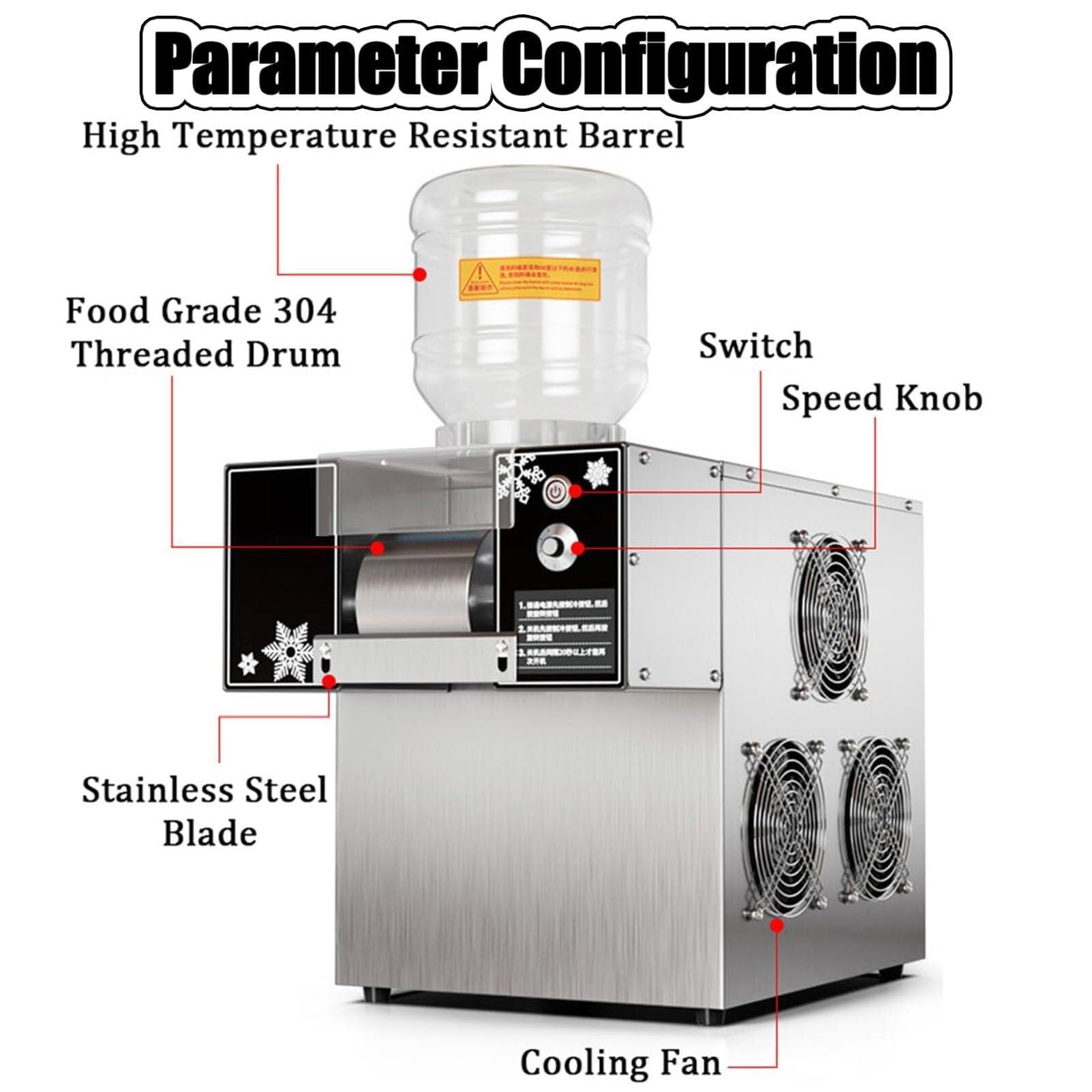 Genérico Máquina eléctrica para Hacer Hielo raspado y granizados, Batidos y postres Helados: Ideal para Uso doméstico, Fiestas y diversión veraniega (120 kg).