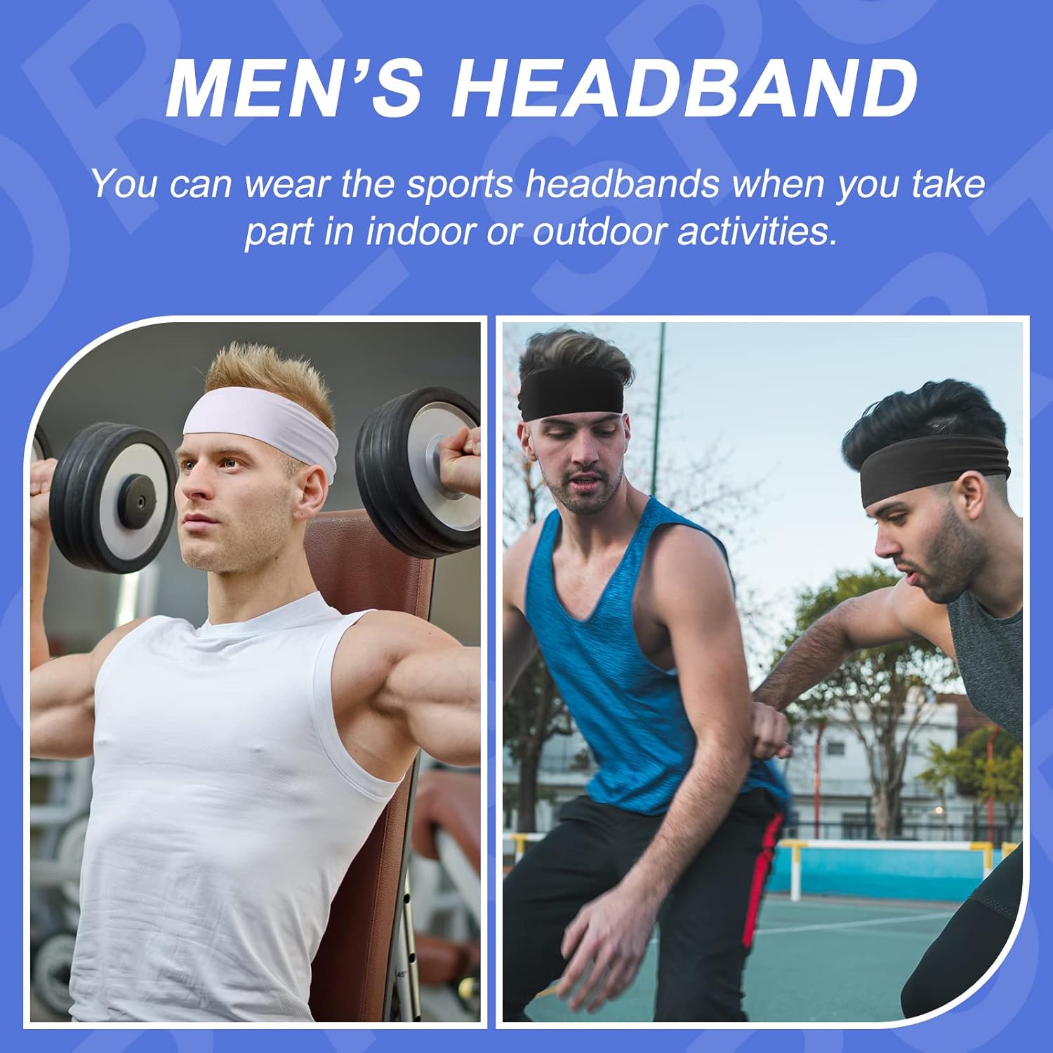 Men's Sweatbands for Workout and Sports - Camo Headband, Sweat Absorbing Wide Headband for Basketball, Football, Cycling, Running, Yoga, 4.7 x 9.8 Inch - Image 6