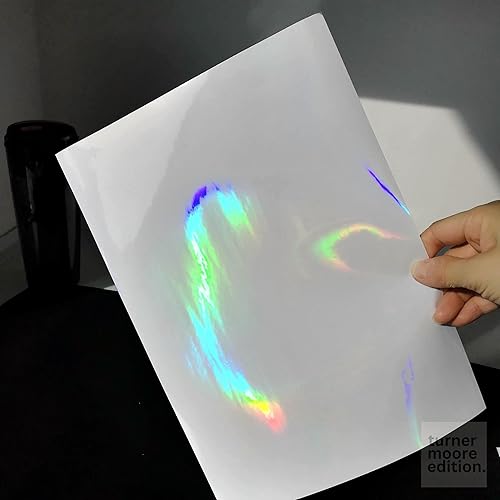 Miniatura 3 de Turner Moore Edition Laminado holográfico arcoíris, hojas laminadas autoadhesivas de 12 x 12 pulgadas para Cricut, calcomanías, tarjetas