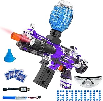 Electric Gel Ball Blaster, High Speed Automatic Splatter Ball Blaster with 40000+ and Goggles, JIFTOK Rechargeable Splatter Ball Toys for Outdoor Activities Game Party Favors-Purple