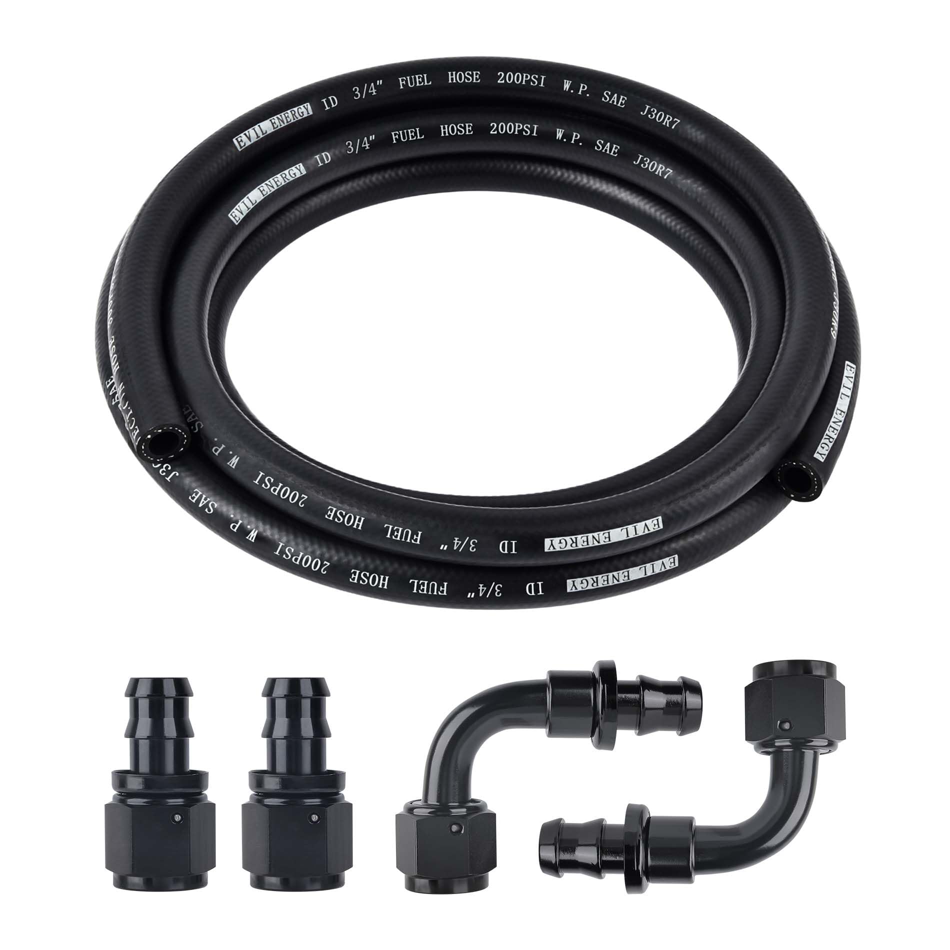 EVIL ENERGY 3/4 Fuel Hose Line Kit, 12AN Push Lock Hose Kit NBR SAE 30R7 10FT