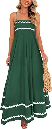 PRETTYGARDEN Women's Summer Spaghetti Strap Boho Maxi Dress