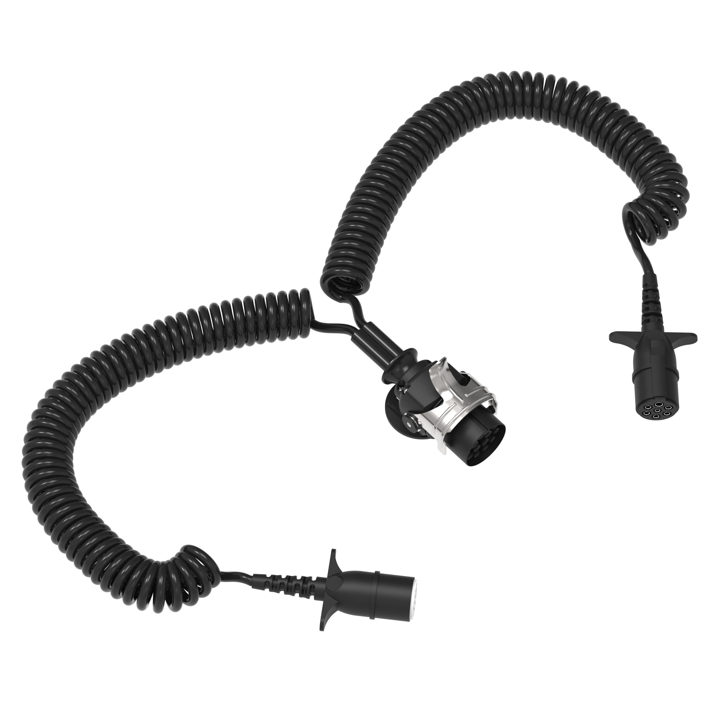 AUPROTEC Kabel spiralny do przyczepy, 24 V, 4 m, 15-pinowy, 7-pinowy, typ N+S, wtyczka overmoulded, kabel adapterowy, kabel połączeniowy do samochodów ciężarowych, samochodów osobowych, NFZ, przyczep