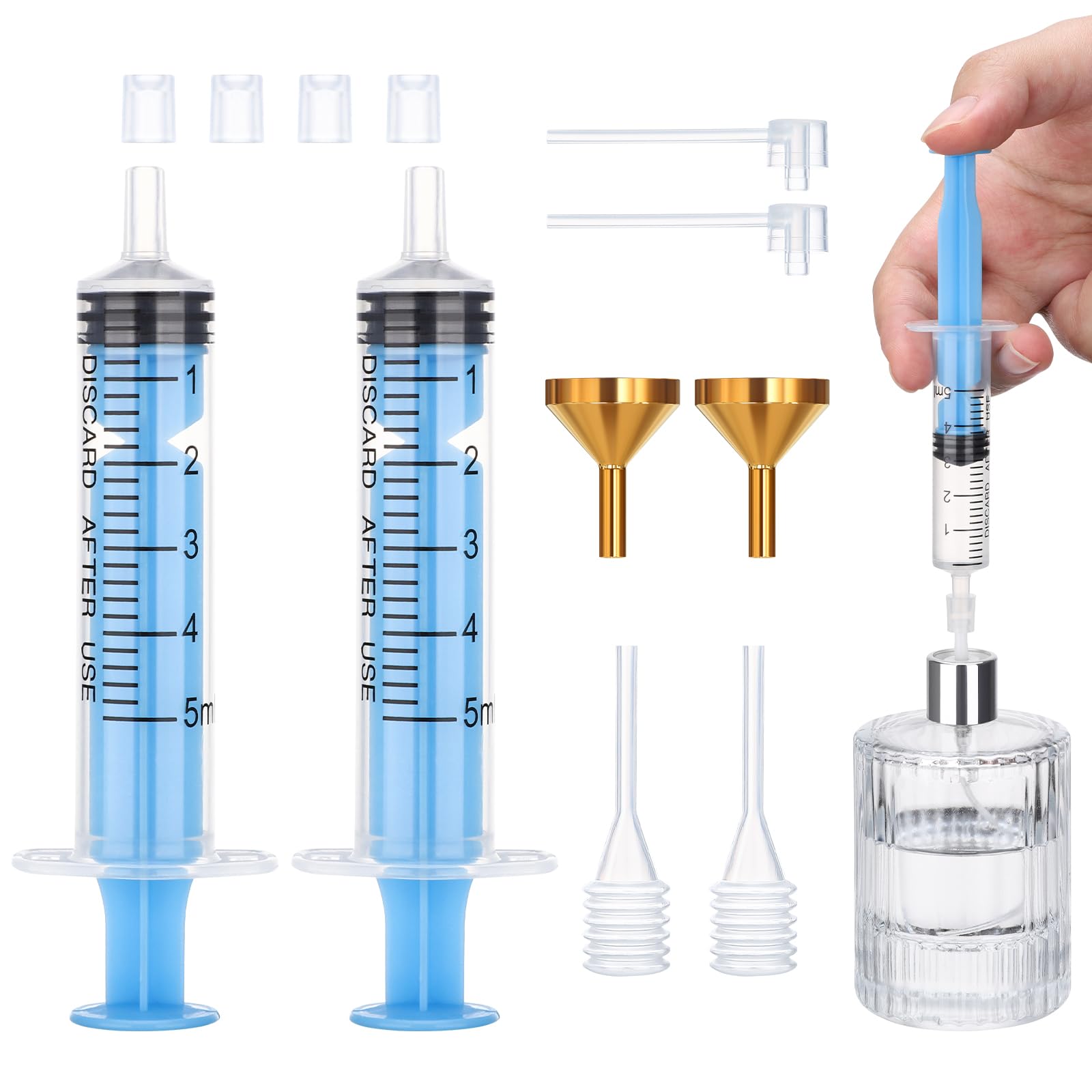 Segbeauty Parfümnachfüll Werkzeug Set, Parfum Spritze 5ml, Metall Trichter, Pipette, Pump, Transfer Werkzeug für Parfum Zerstäuber für Unterwegs (Blau) Kosmetik