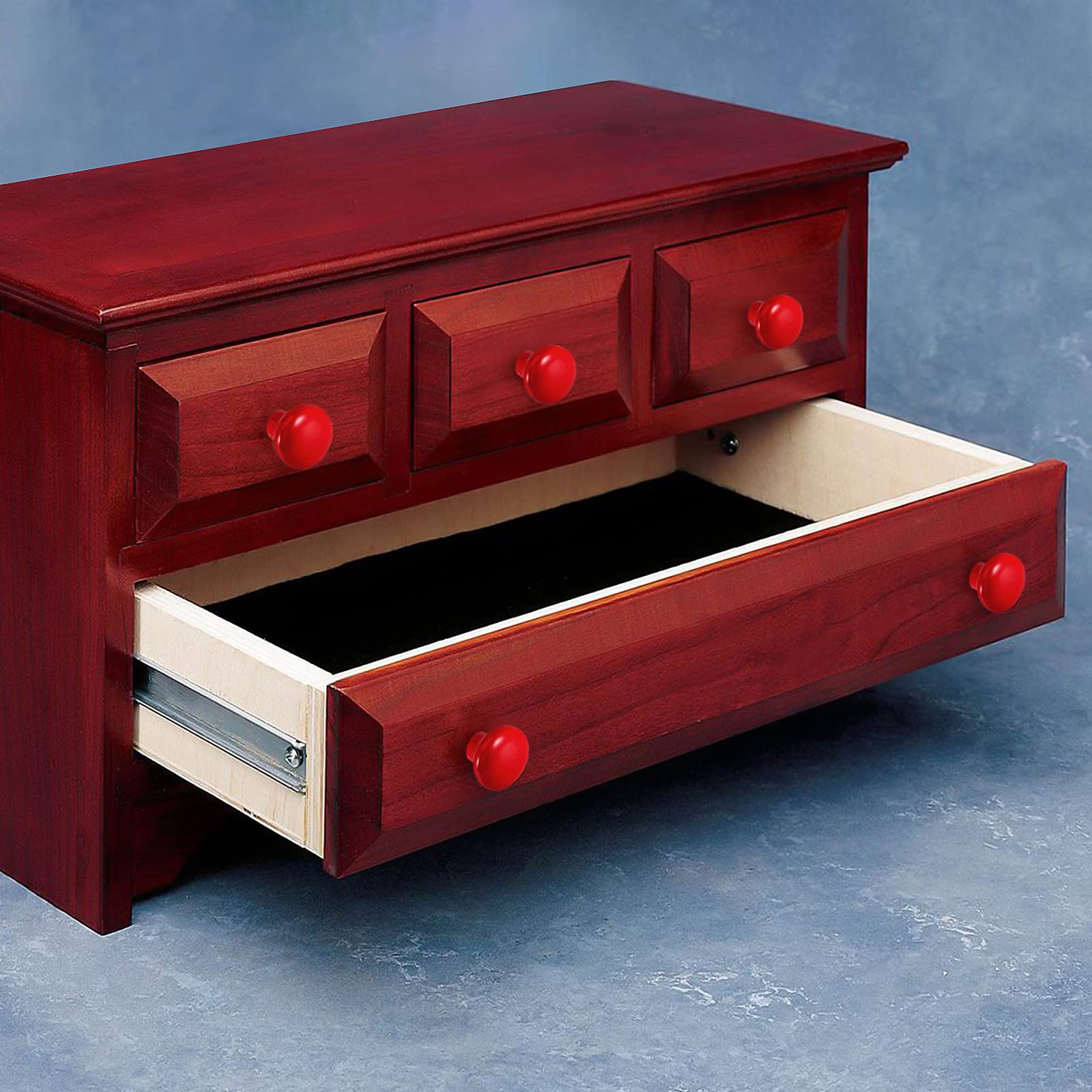 JAPCHET Lot de 35 boutons de placard en céramique rouge à trou unique avec vis, bouton rond en forme de champignon pour armoire de cuisine, placard, armoire, commode