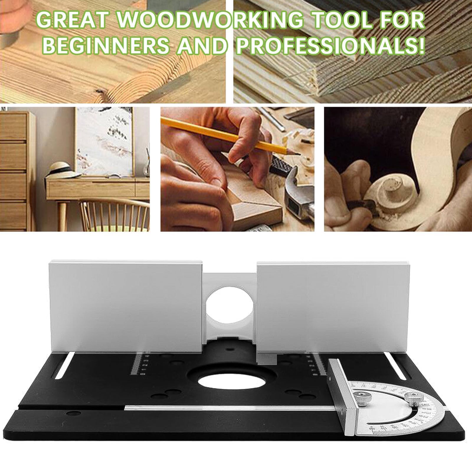 Fresatrice da Banco Kit, Banco per Fresatrice Legno Lega di Alluminio, Piastra per Fresatrice Legno, Banco Fresa, per Router Tavolo Inserti Router Supporto Base Sollevamento (Nero)
