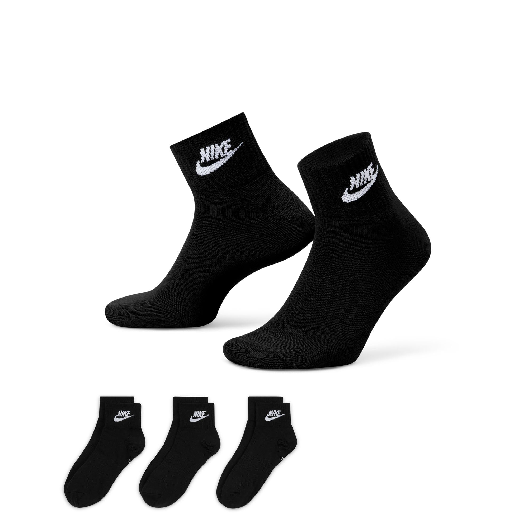 Nike Adult Dri-FIT Everyday Essential Ankle Socks (3-Packs) | Mens & Womens