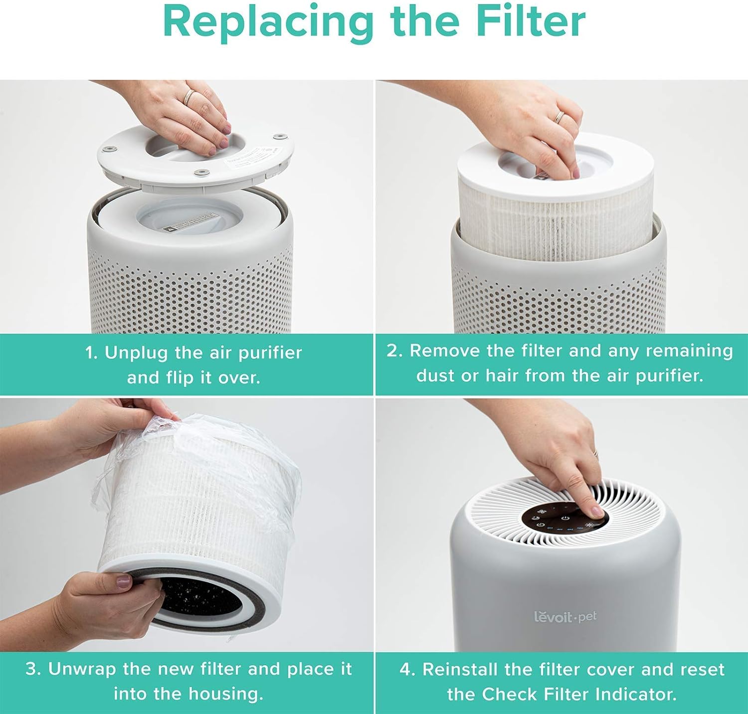 Levoit Round Air Purifier Filter for Smoke and Odor Removal