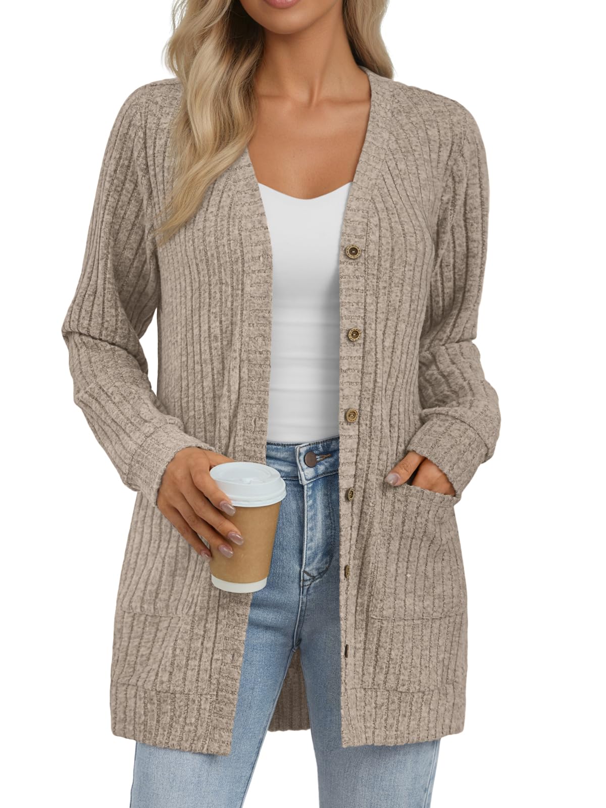 AUTOMET Women Long Cardigan Sweater Fall Lightweight Outfit Chunky 2025 Button Up Clothes with Pocket Coat Trendy Fashion