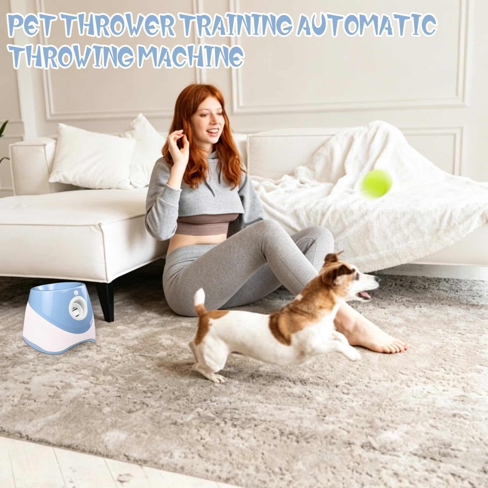Máquina de lanzamiento de bolas para perros, máquina de bolas para perros con 6 pelotas de tenis, máquina interactiva con 3 niveles de distancia, lanzador automático de bolas para perros