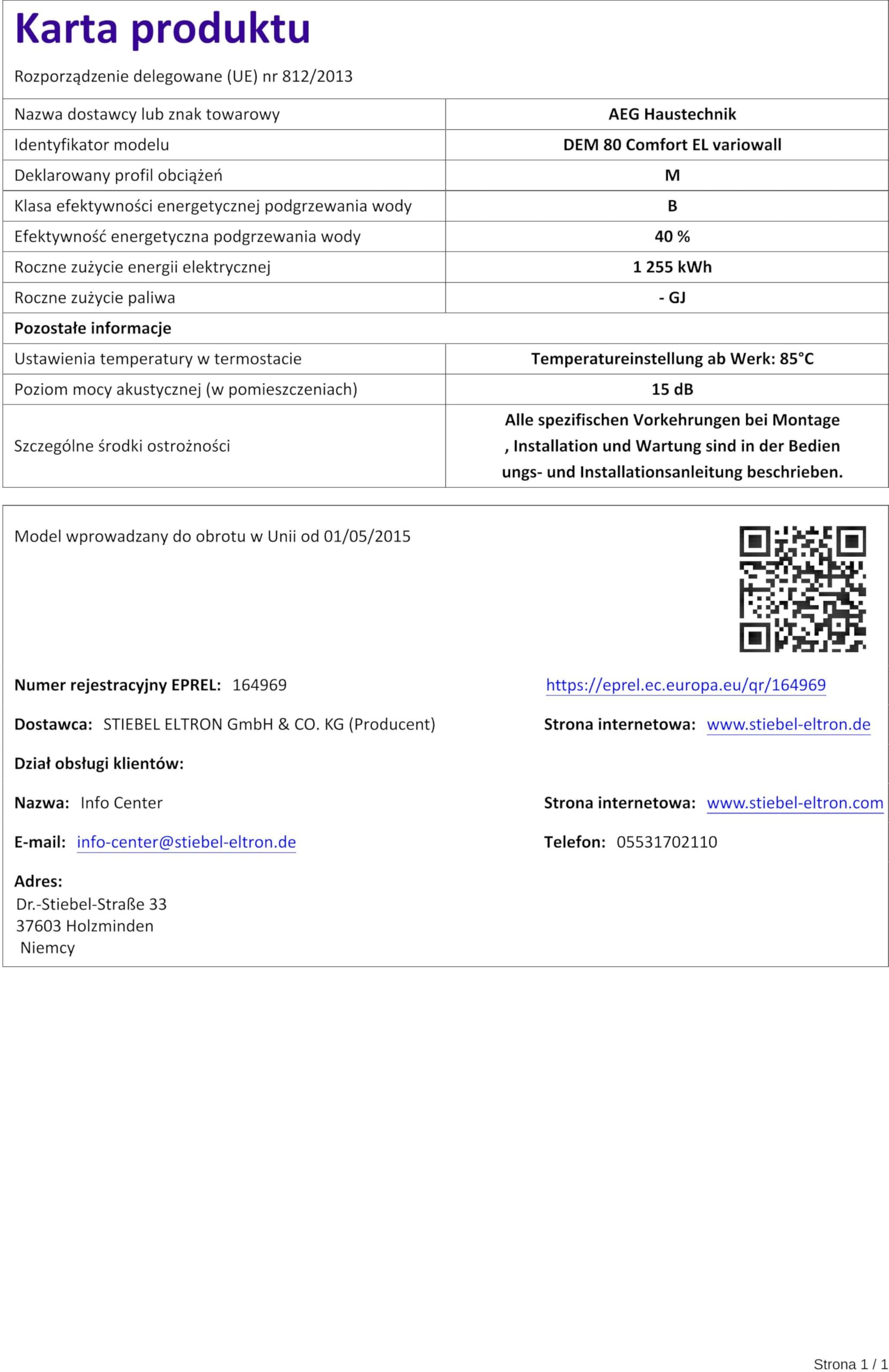 AEG Wandspeicher DEM 80 Comfort EL, Warmwasserboiler 80 Liter, energiesparend mit 3 Eco-Funktionen, hochwertige Isolierung, gradgenaue Temperaturwahl, 230 V mit Stecker, VDE geprüft, 234192