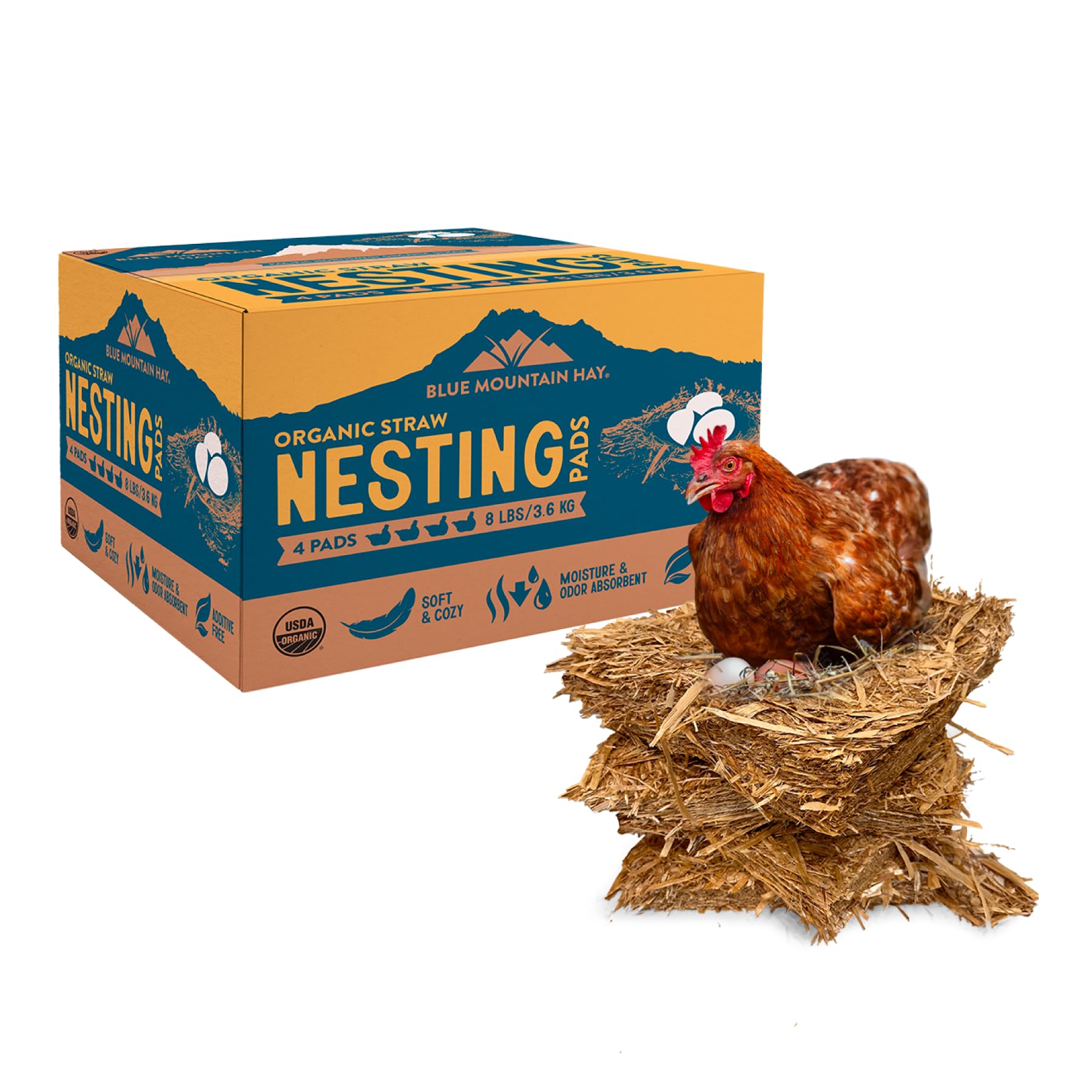 Amazon.com : Blue Mountain Hay Organic Straw Nesting Pads, 4-Pack