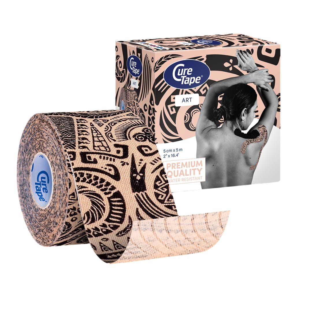 CureTape® Art taśma kinezjologiczna, wodoodporna, nie zawiera lateksu, przyjazna dla skóry, certyfikat TÜV, 5 cm x 5 m, tatuaż