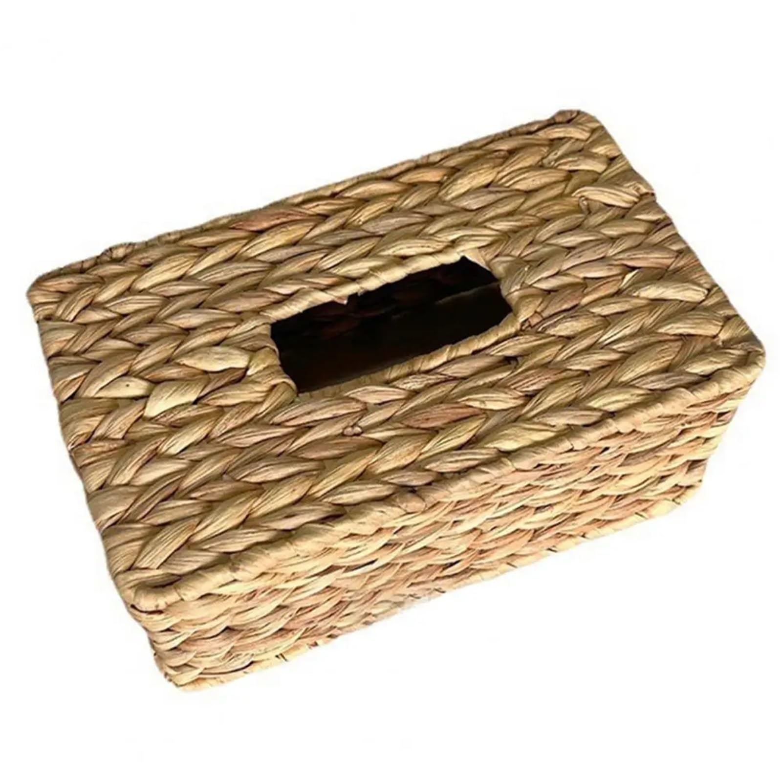 Tissue Box Rustic Tissue Holder Handmade Box Handwoven Water Hyacinth Napkin For Table(L)