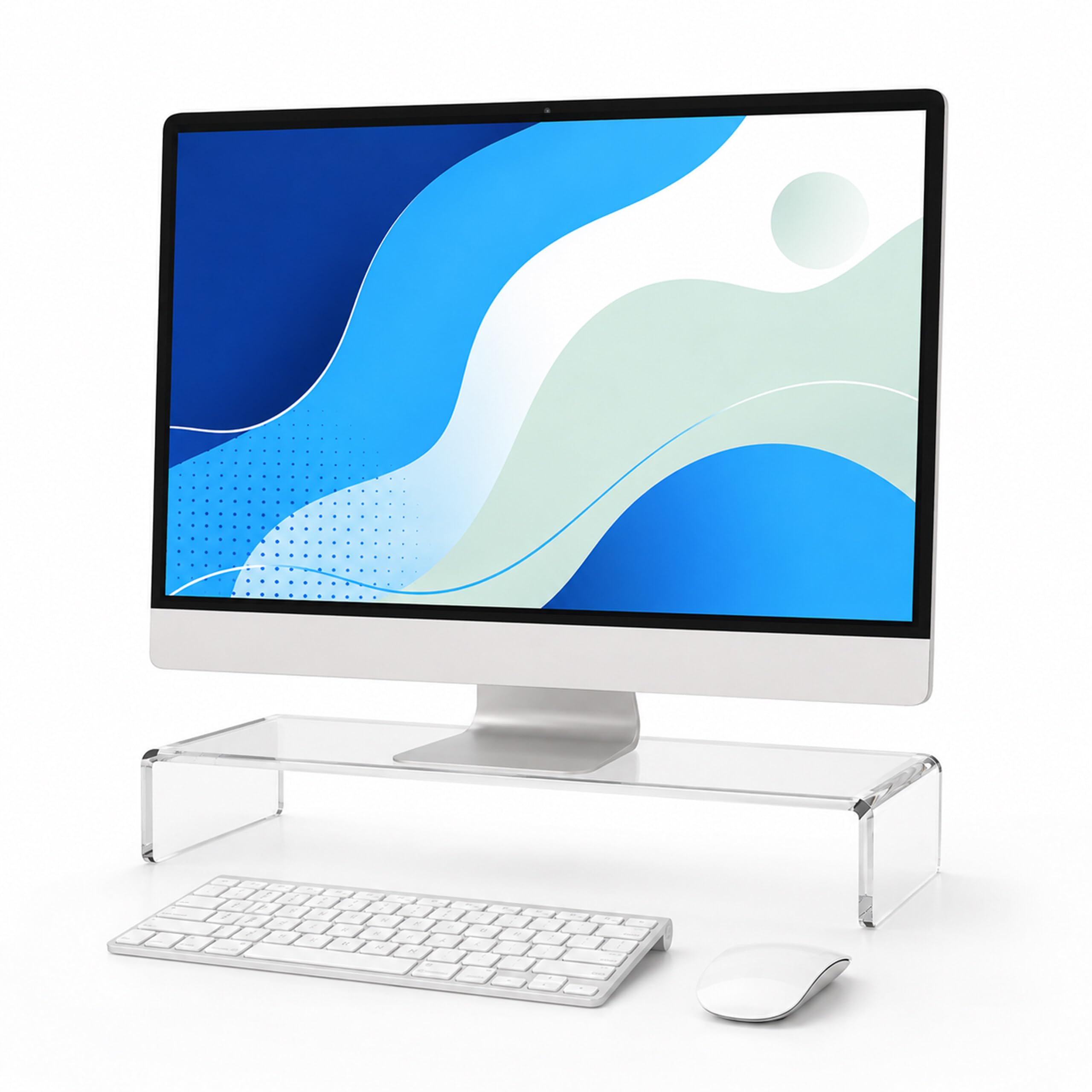 Relaxdays Supporto monitor ergonomico in acrilico trasparente