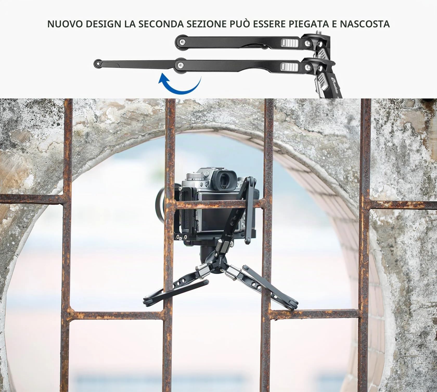 Leofoto - Mini treppiede tascabile - Ideale per un fotografo di viaggio - Capacità di carico di 3kg - Piedini estensibili - Altezza minima da 3,5 cm ad un'altezza massima di 18,5 cm - MT-03